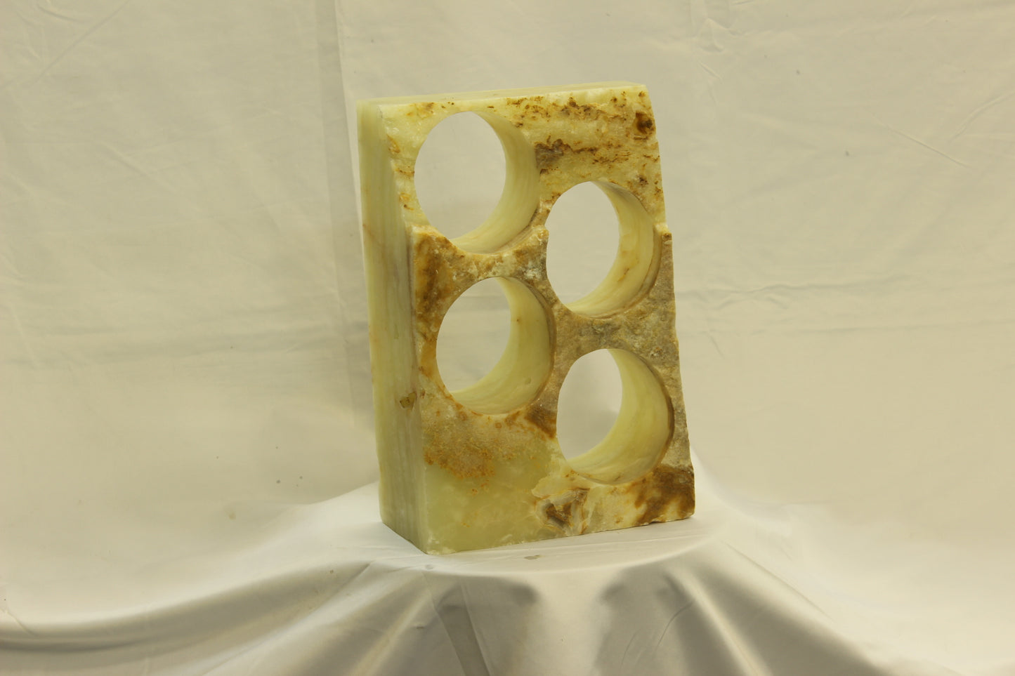 Beige & Orange Onyx Stone Wine Holder