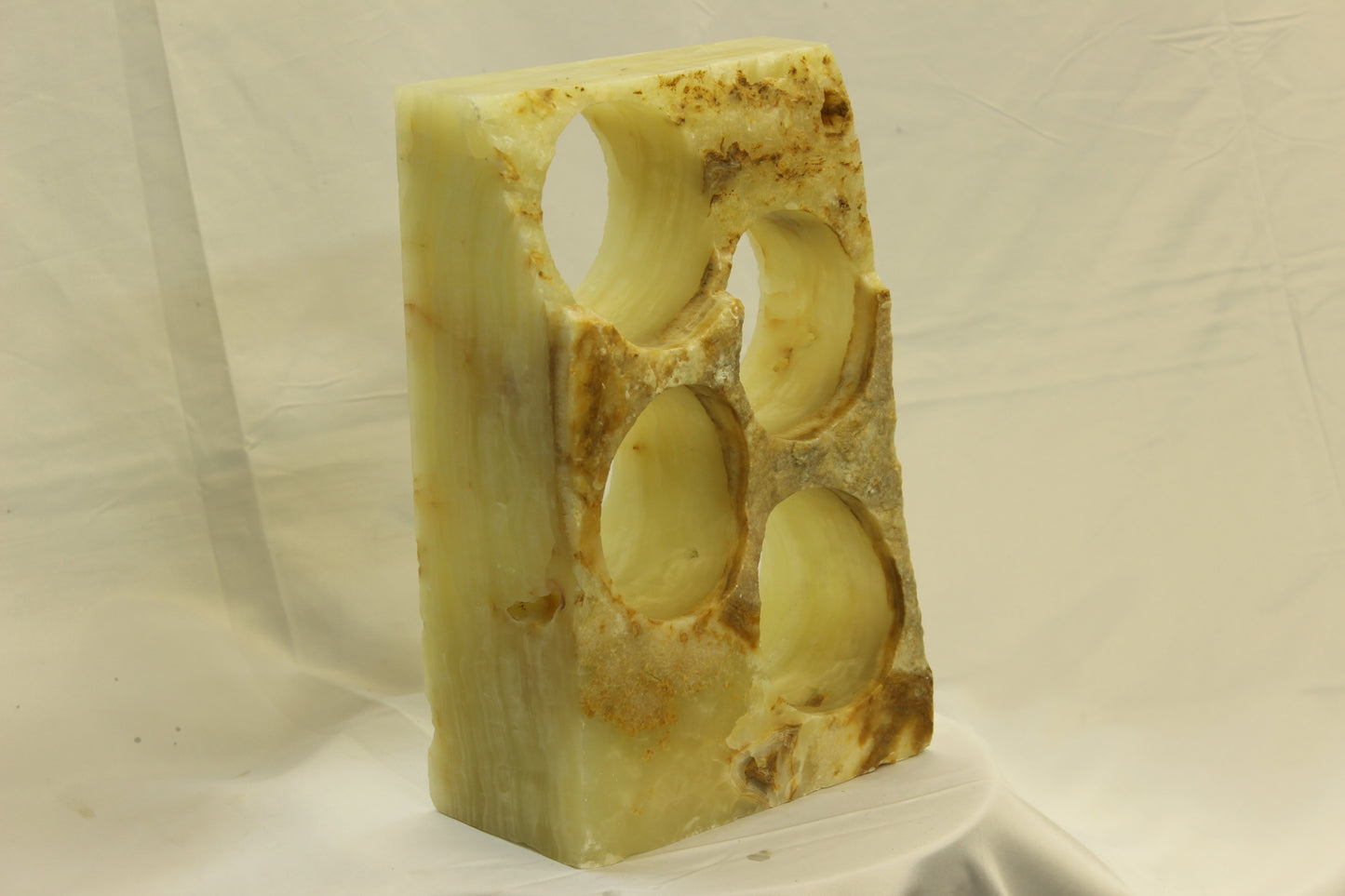 Beige & Orange Onyx Stone Wine Holder