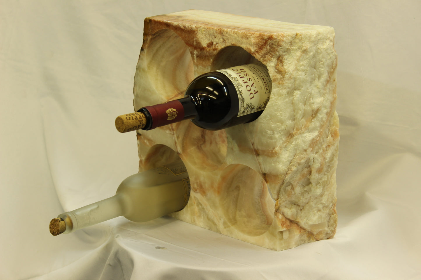 Red & Beige Onyx Stone Wine Holder