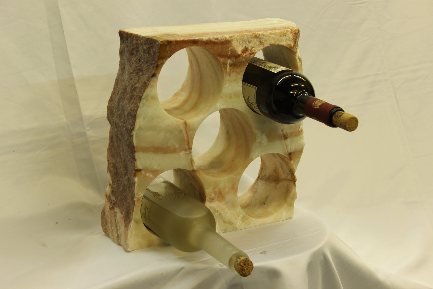 Red & Beige Onyx Stone Wine Holder