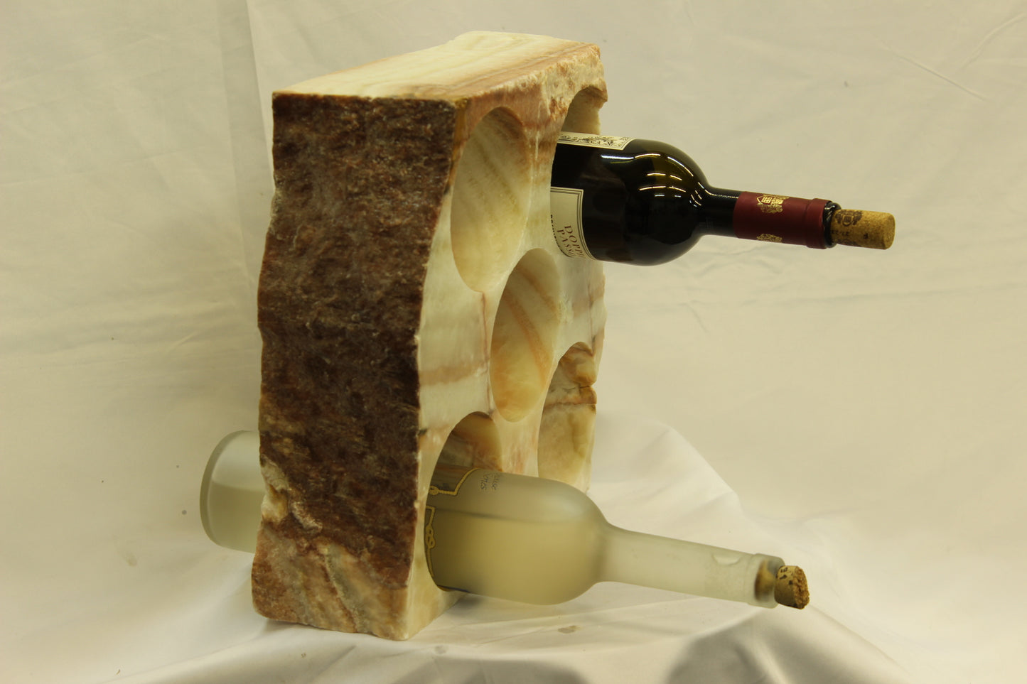 Red & Beige Onyx Stone Wine Holder