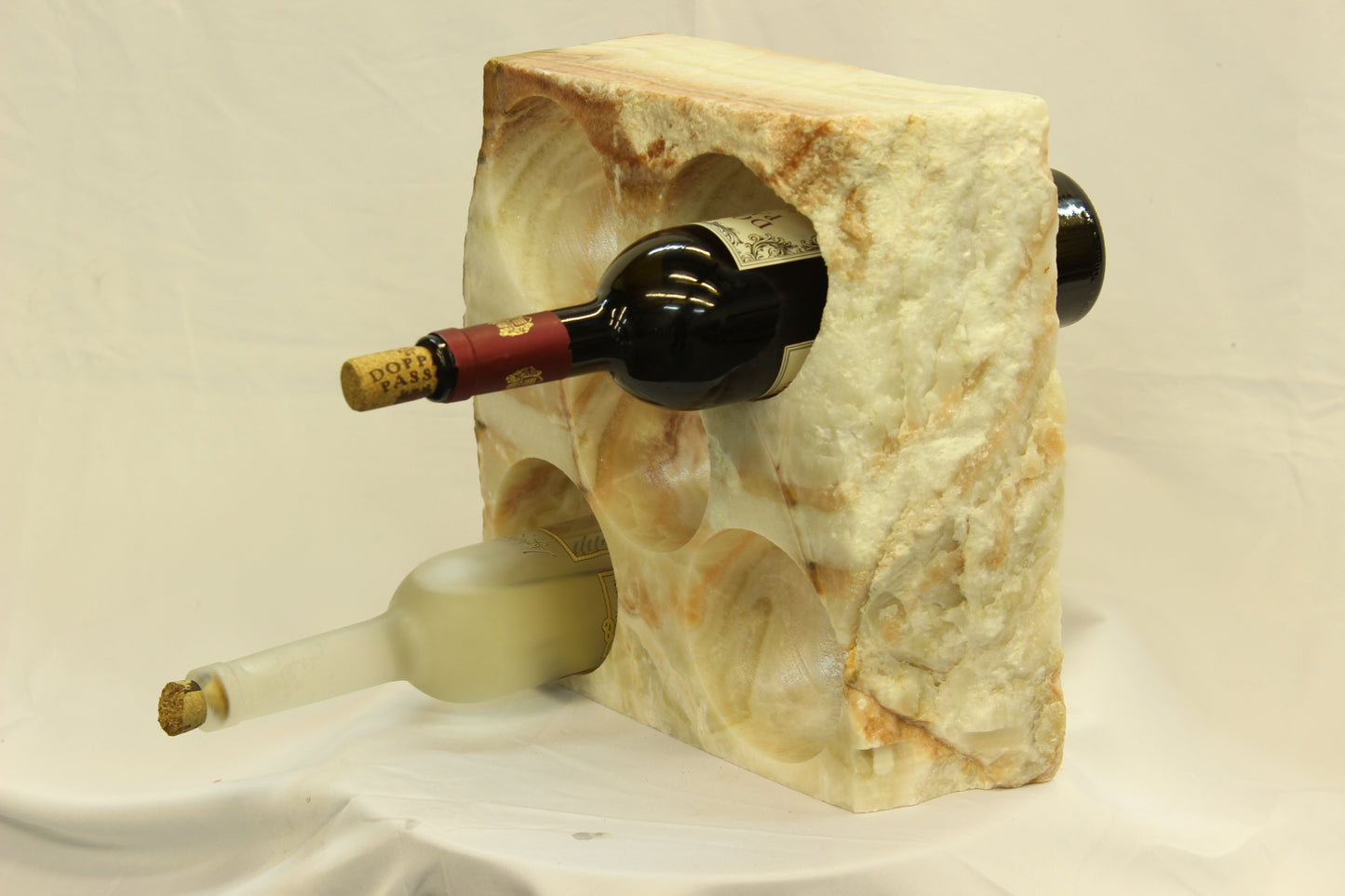 Red & Beige Onyx Stone Wine Holder