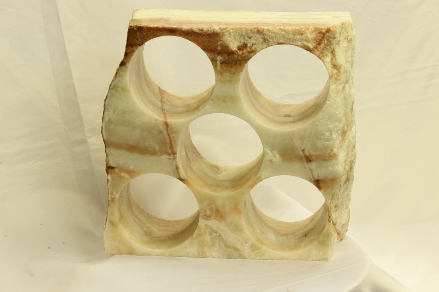 Red & Beige Onyx Stone Wine Holder