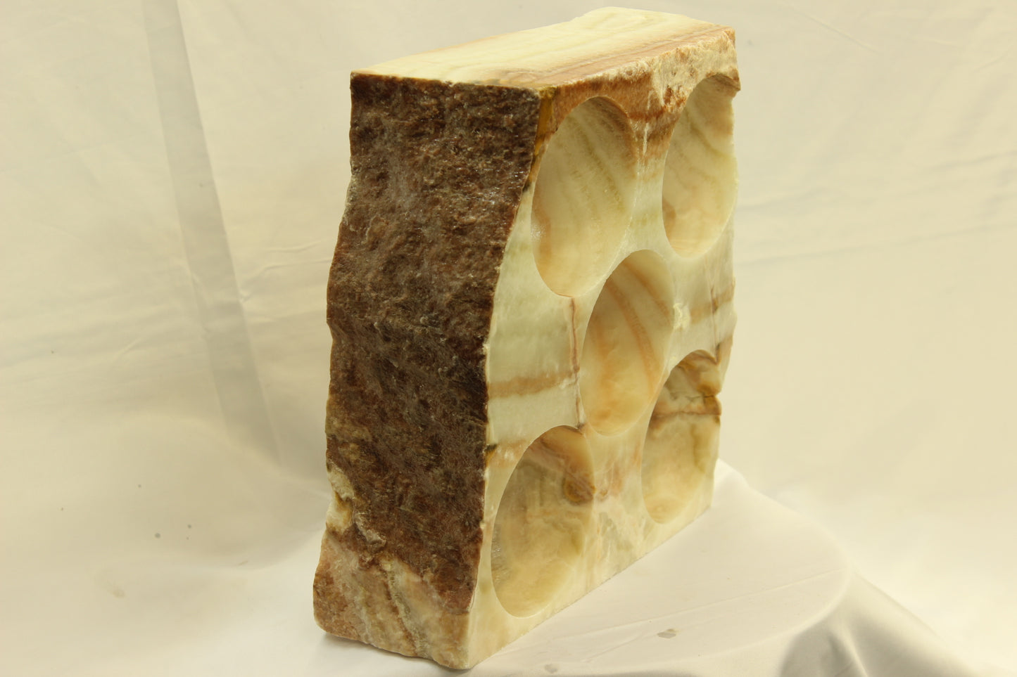 Red & Beige Onyx Stone Wine Holder