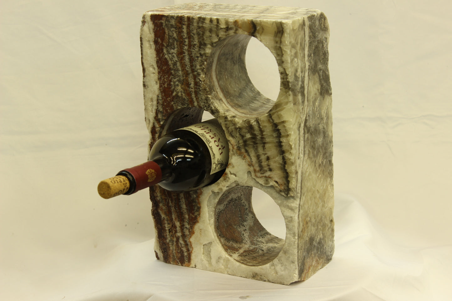 Red & Beige Onyx Stone Wine Holder