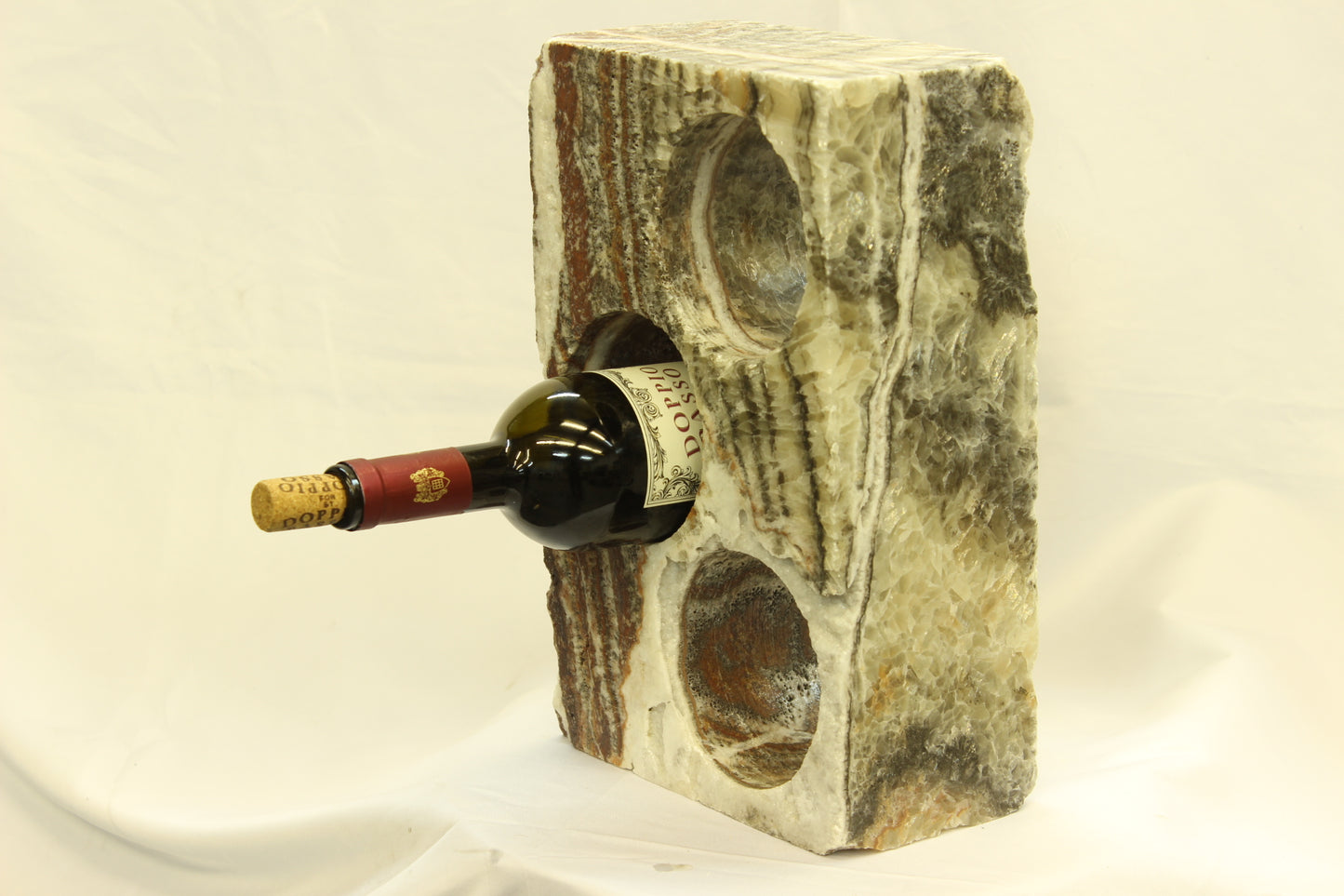 Red & Beige Onyx Stone Wine Holder
