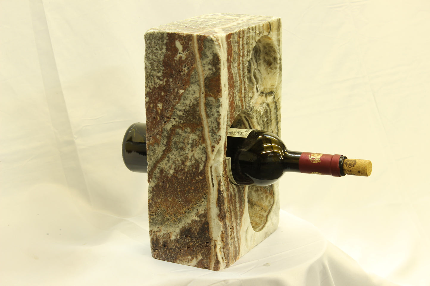 Red & Beige Onyx Stone Wine Holder
