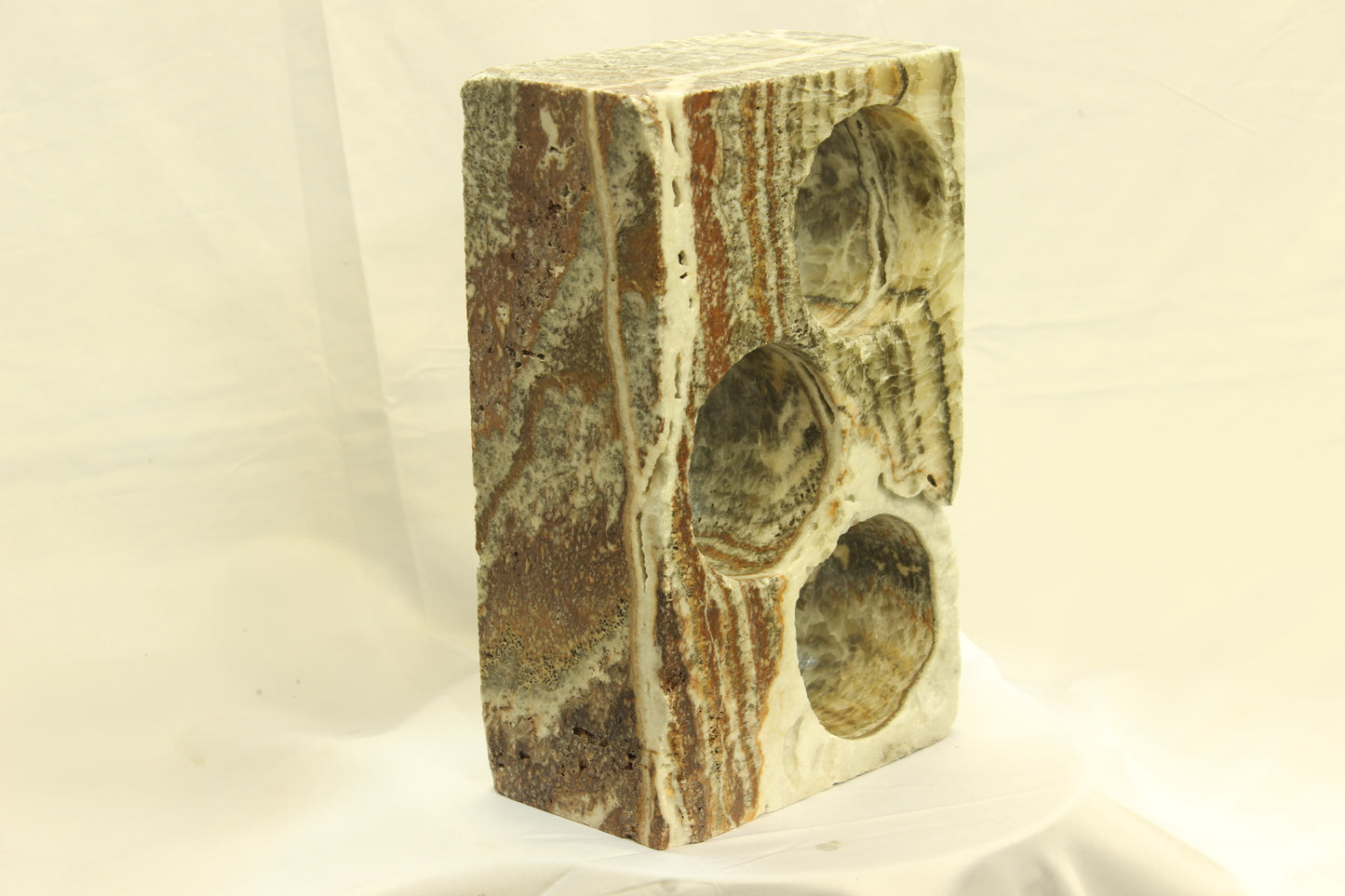 Red & Beige Onyx Stone Wine Holder