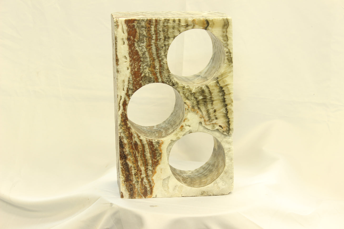 Red & Beige Onyx Stone Wine Holder