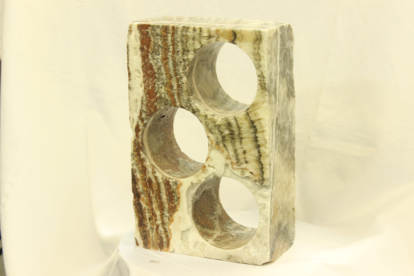 Red & Beige Onyx Stone Wine Holder