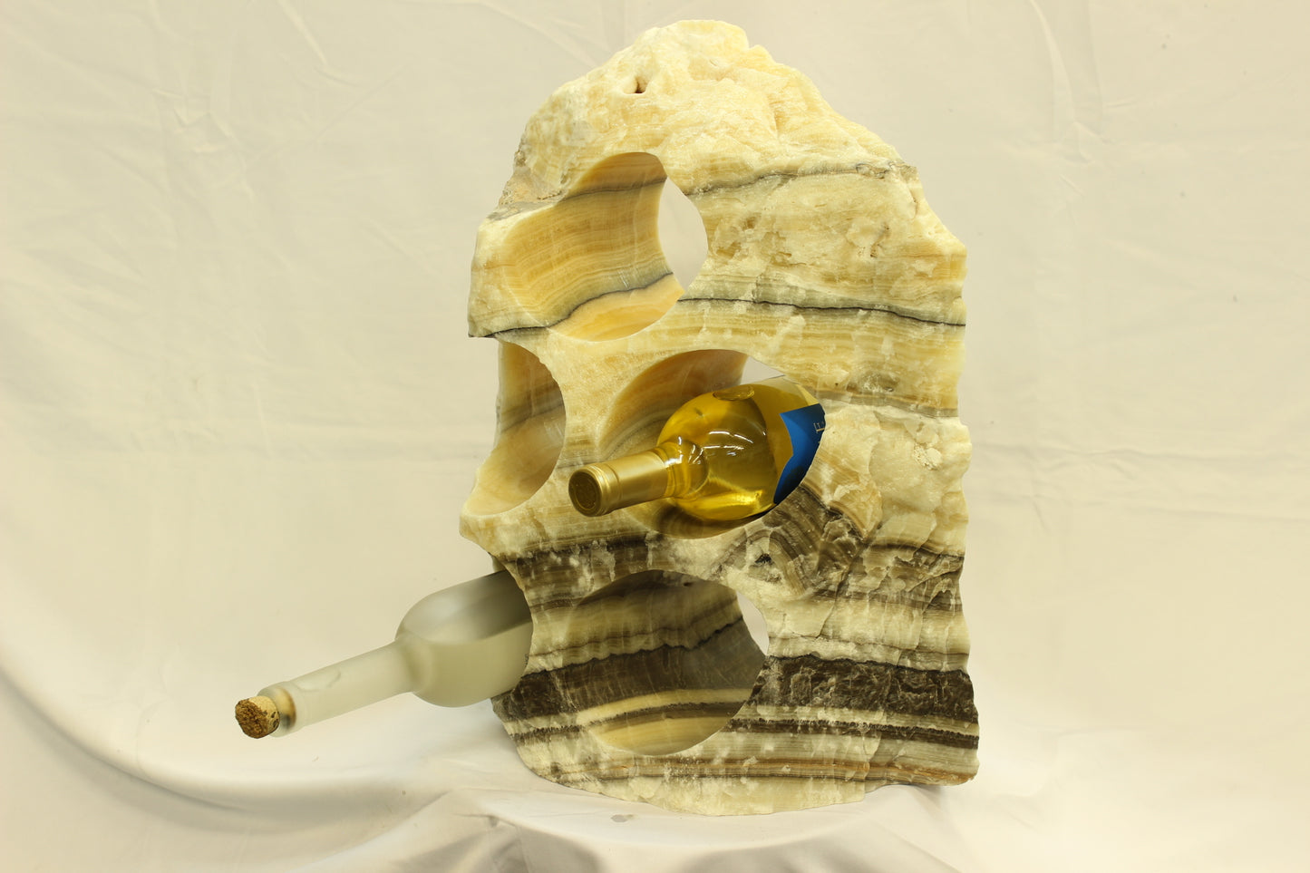 Yellow & Black Onyx Stone Wine Holder