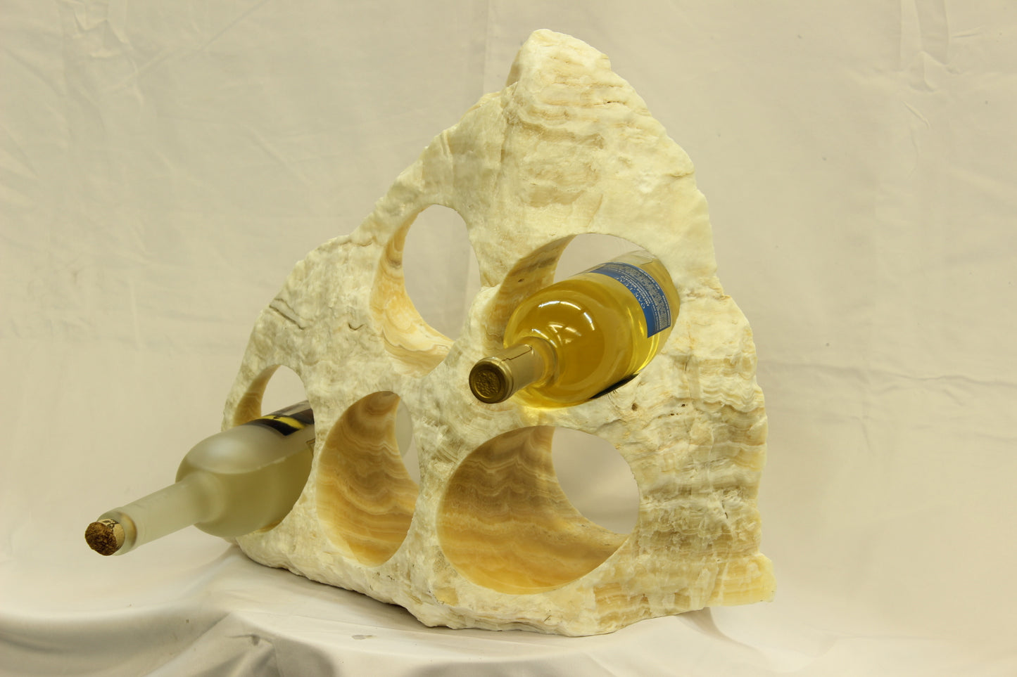 Beige & Yellow Onyx Stone Wine Holder