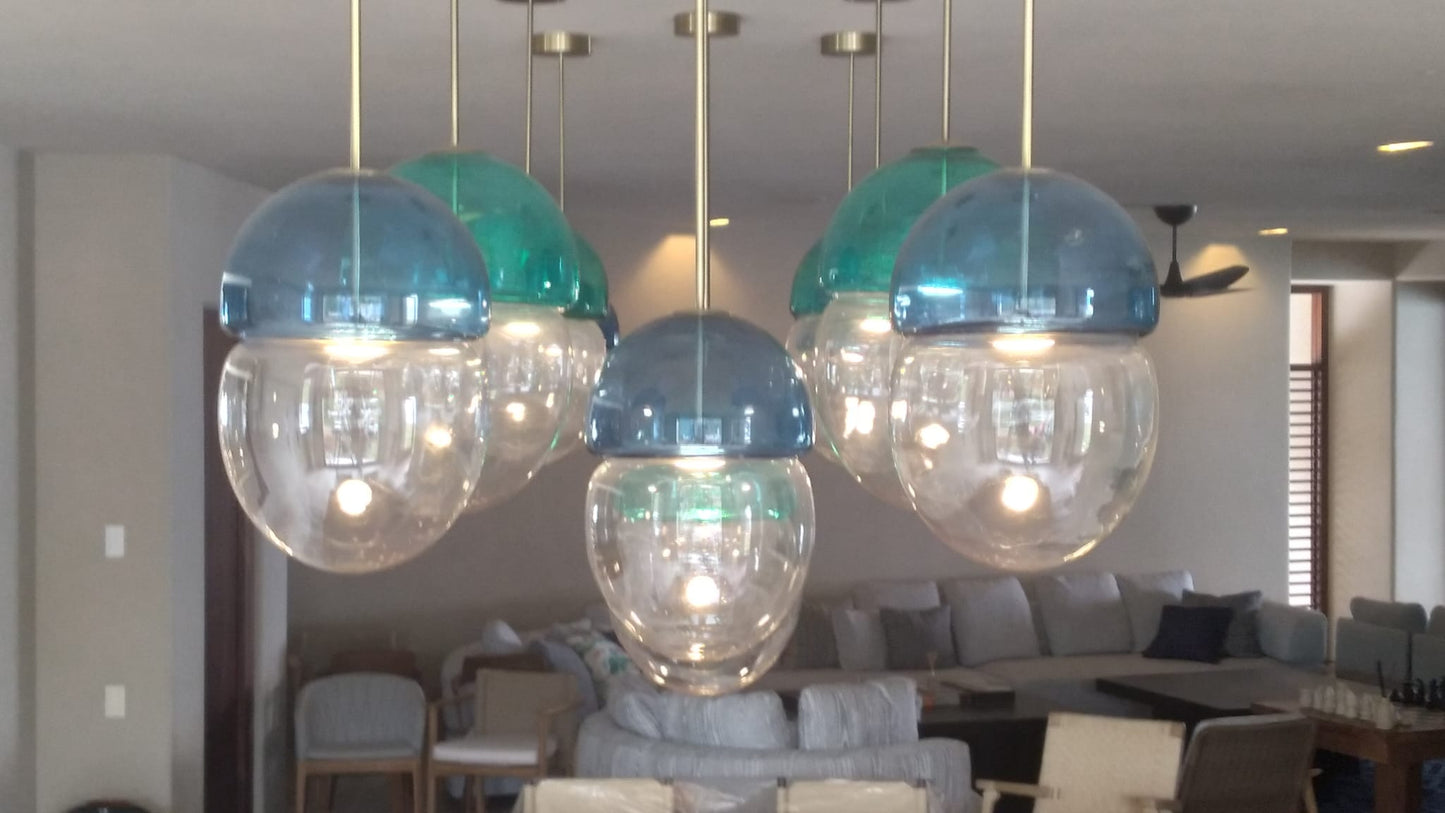 Aqua Green Glass Globe LED Pendant Light