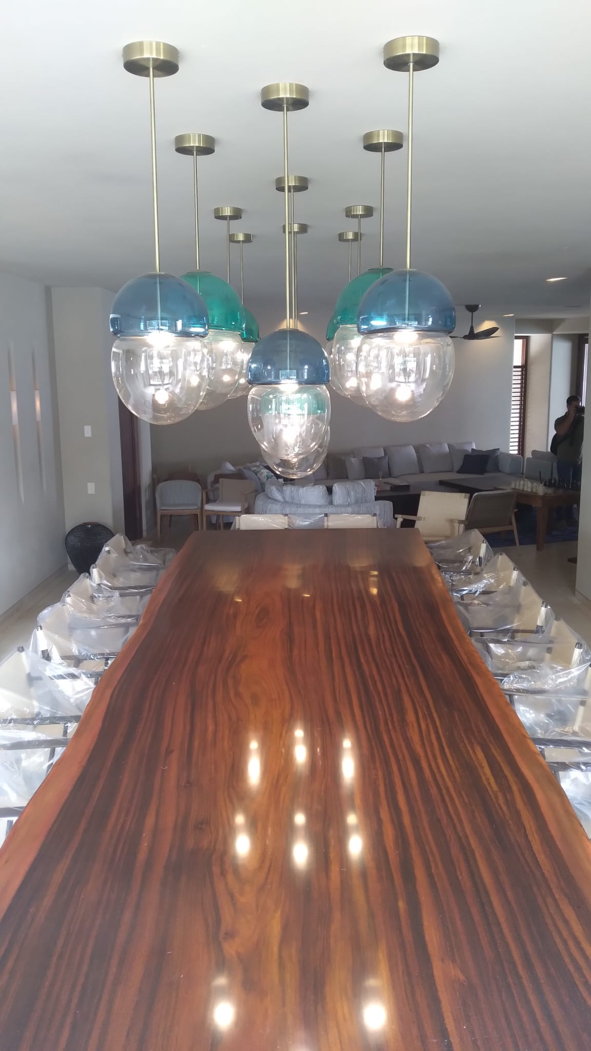 Royal Blue Glass Globe LED Pendant Light