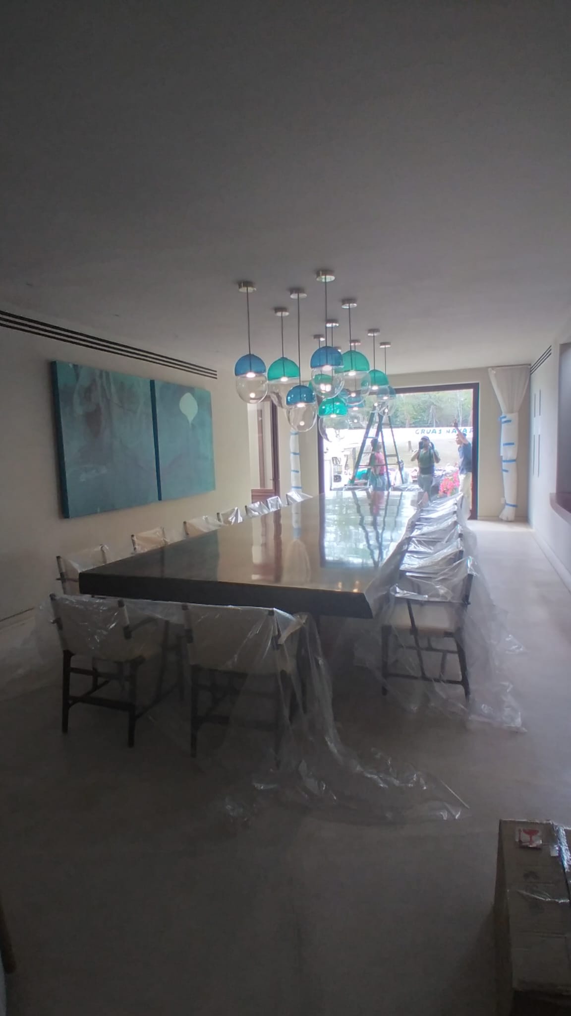 Aqua Green Glass Globe LED Pendant Light
