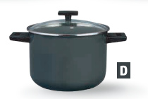 TALL STOCKPOT WITH GLASS LID · 24 cm (9.4 in) | 7.8 L (263.7 fl oz) · Black