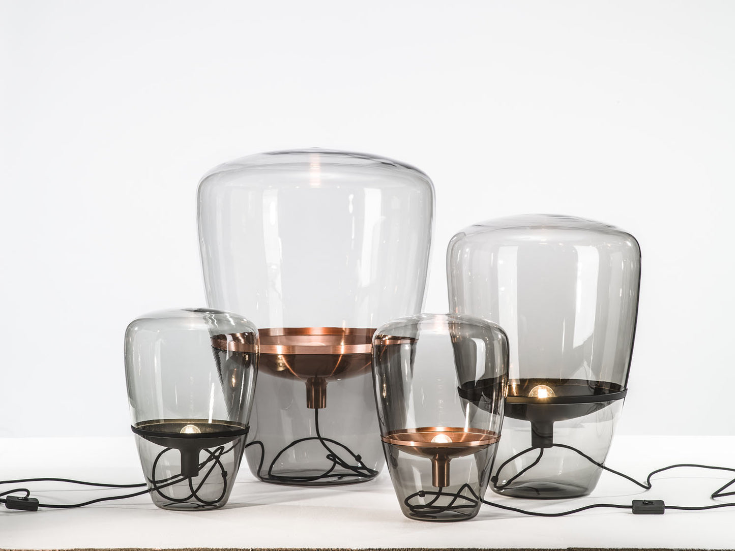 Glass Balloon Lamp- Smoked Copper