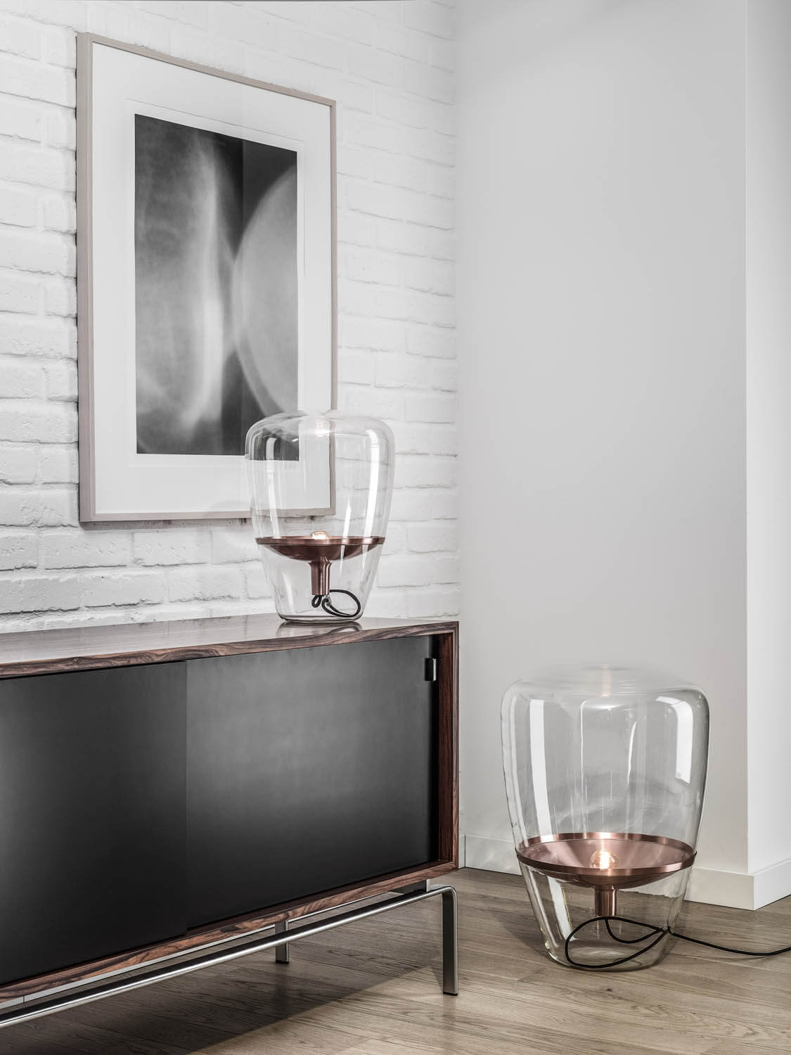 Glass Balloon Lamp- Smoked Copper