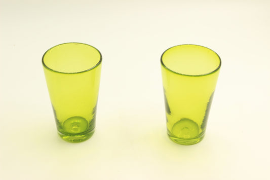 Tall Olive Green Blown Glass Set