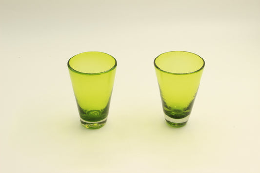 Medium Olive Green Blown Glass Set