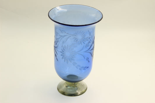 Blue Patterned Blown Glass Vase