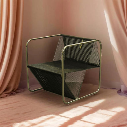 Black Cube Acapulco Chair w/ Silver Frame