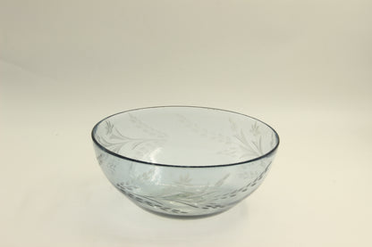 Blue Patterned Blown Glass Bowl