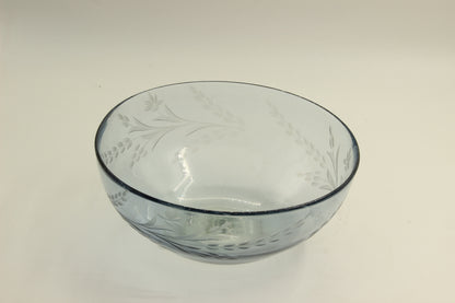 Blue Patterned Blown Glass Bowl