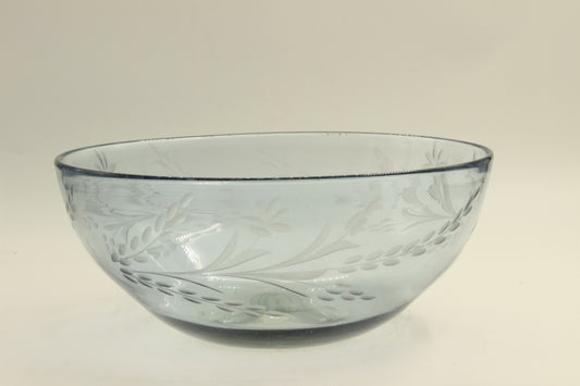 Blue Patterned Blown Glass Bowl