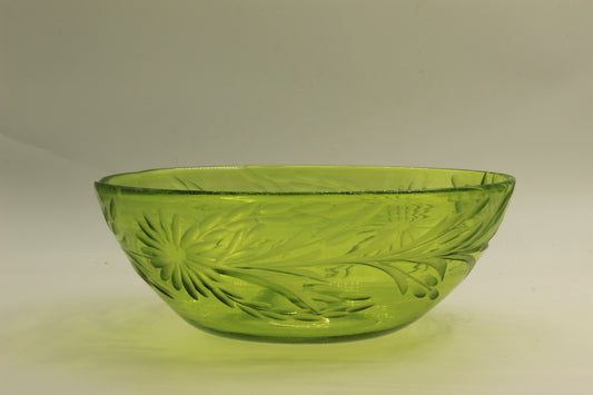 Green Patterned Blown Glass Bowl