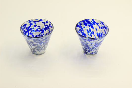 Blue And White Blown Glass Set