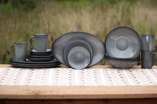 Anfora Denali Grey- 20 Piece Full Family Dinnerware Set