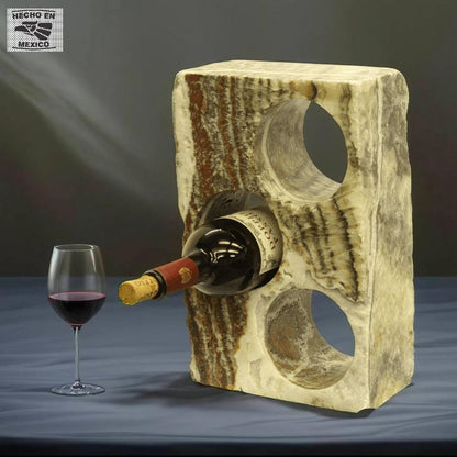 Red & Beige Onyx Stone Wine Holder