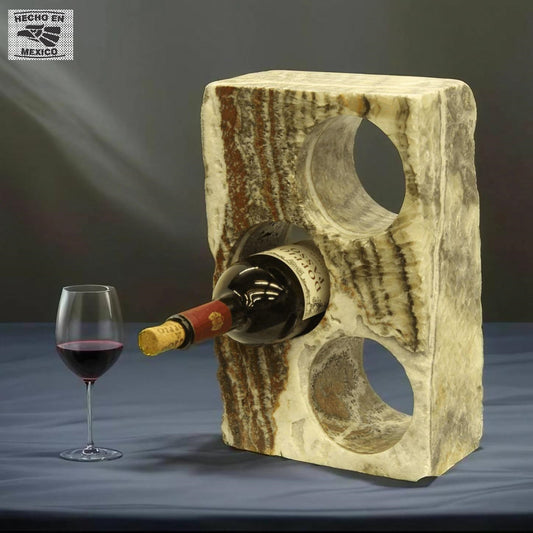 Red & Beige Onyx Stone Wine Holder