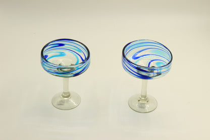 Blue Swirl Blown Glass Set