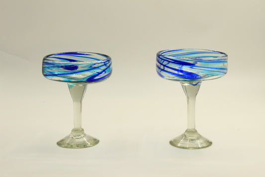 Blue Swirl Blown Glass Set