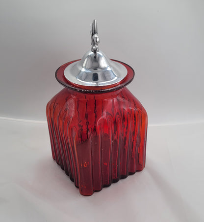 Small Red Blown Glass Spice Container