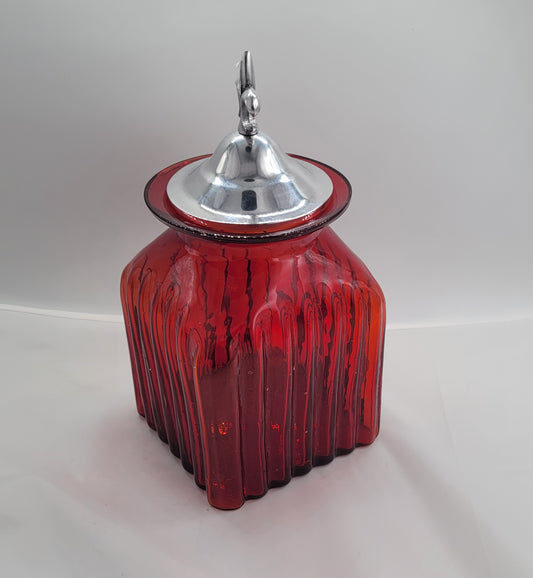 Small Red Blown Glass Spice Container