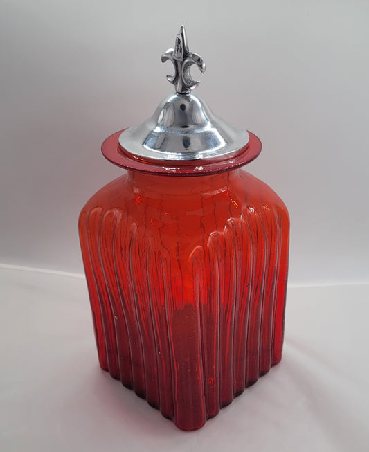 Big Red Blown Glass Spice Container