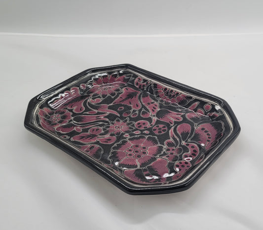 Black/Purple Medium Talavera Decorative Tray