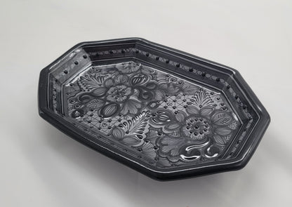 Black Small Patterned Talavera Decorative Tray