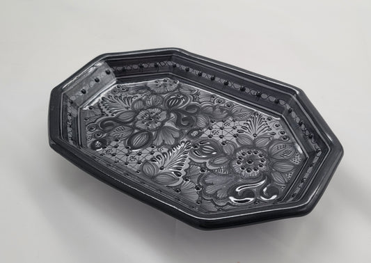 Black Small Patterned Talavera Decorative Tray