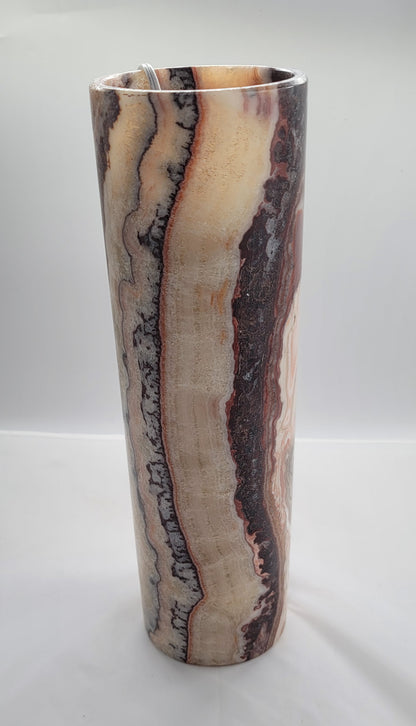 Beige/Dark Gray Open Decorative Onyx Lamp