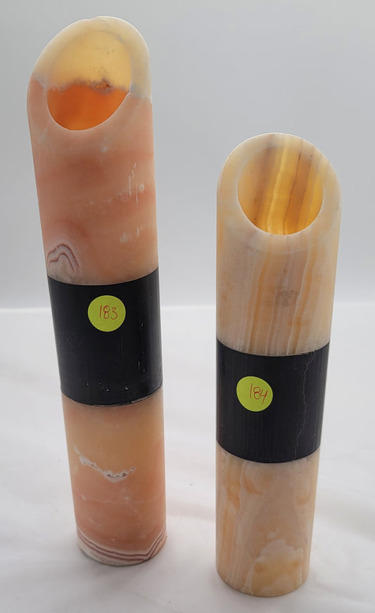 Beige Medium Decorative Onyx Flower Vase Set