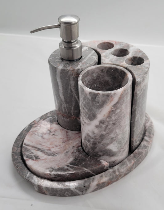 Gray Decorative Onyx Bathroom Set