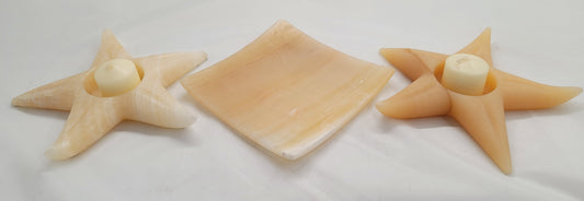 Star/Tray Beige Decorative Onyx Set