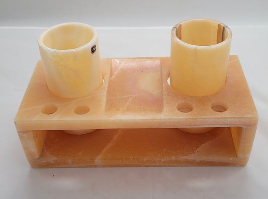 Beige Decorative Onyx Bathroom Set