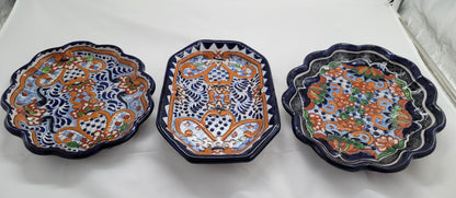 Flower Design 3pc Decorative Talavera Tray Set
