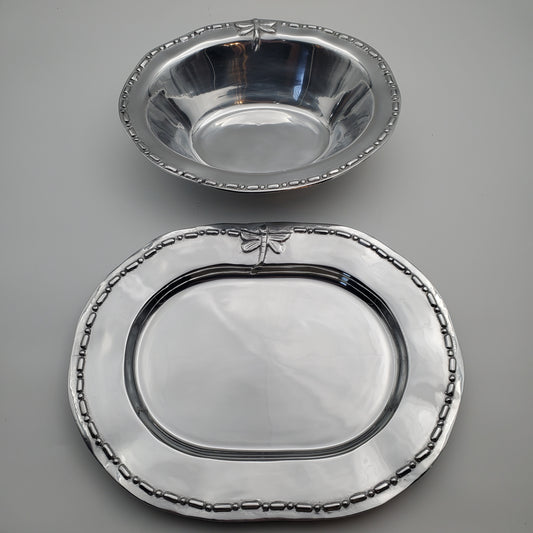 2pc Dragonfly Serving Bowl & Tray