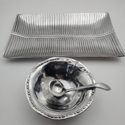 3pc Modern Design Tray Set w/ Dragonfly Bowl and Ladle